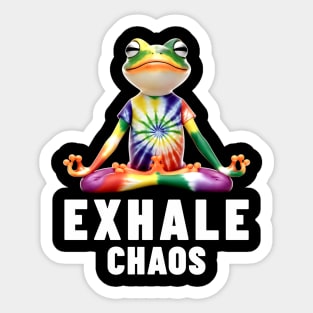 Exhale Chaos Zen Frog Meditation Yoga Sticker